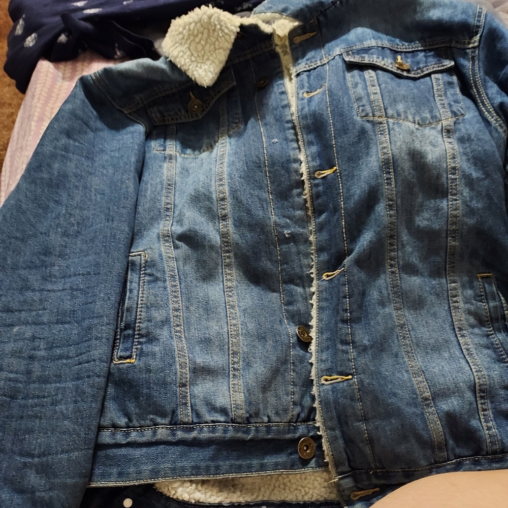 Sherpa lined denim jacket Men's warm